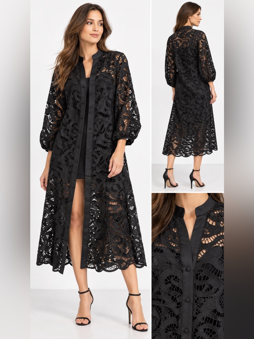 Zara Black Cutwork Coat Size Small